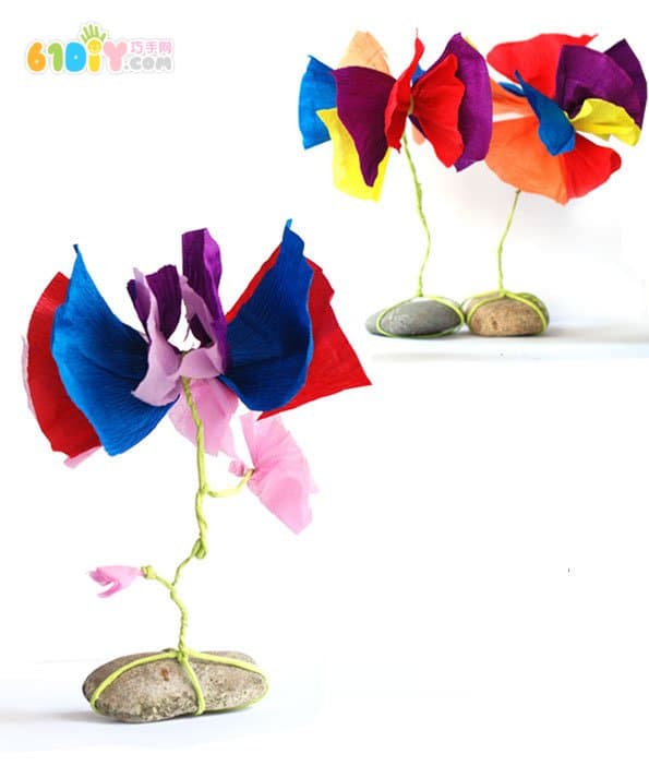 Small children's handmade crepe paper small flowers