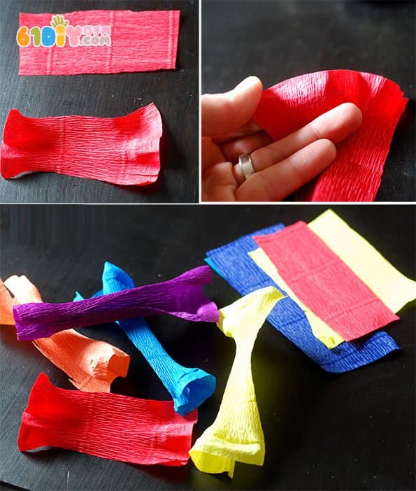 Small children's handmade crepe paper small flowers