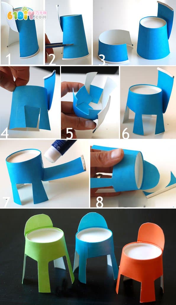 Children's creative handmade tables and chairs and beach umbrellas