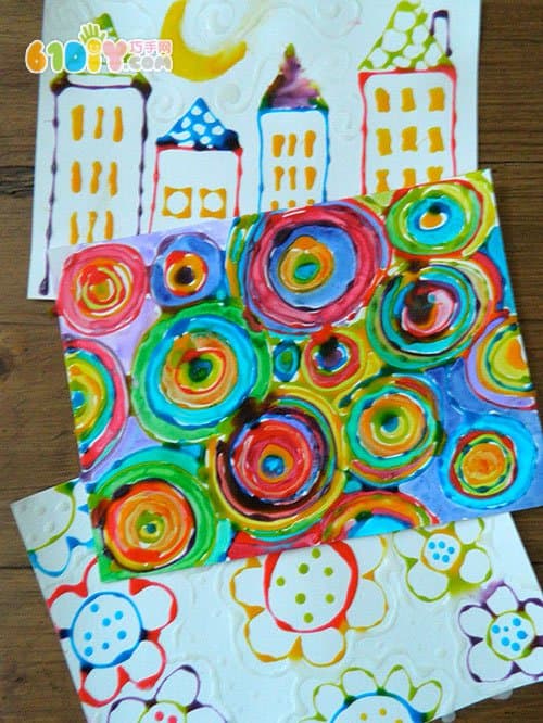 Children's creative DIY painting with colorful glue