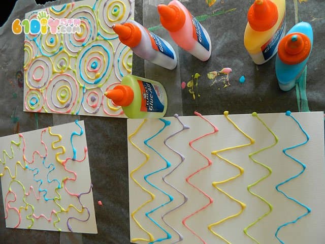 Children's creative DIY painting with colorful glue