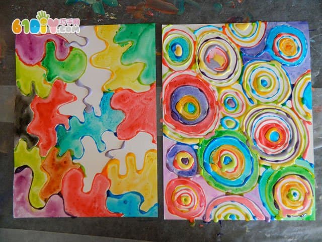 Children's creative DIY painting with colorful glue