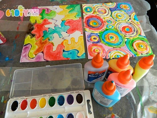 Children's creative DIY painting with colorful glue