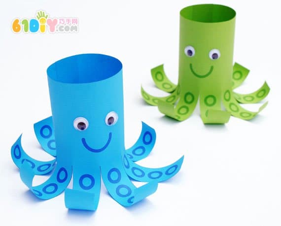 Children's handmade colorful paper octopus