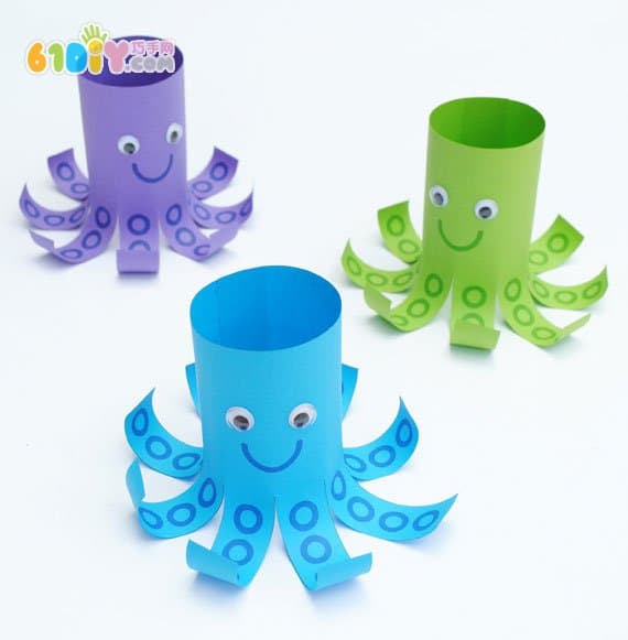 Children's handmade colorful paper octopus