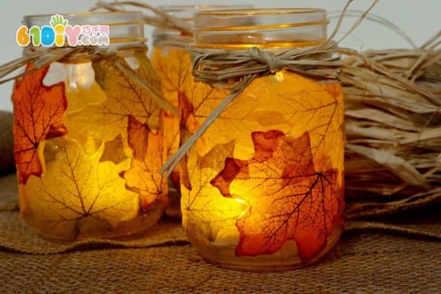 Method of making glass bottle leaf lantern