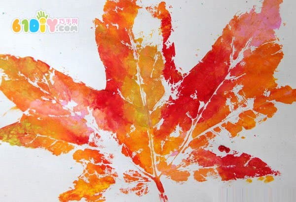 Kindergarten autumn handwork beautiful leaf print