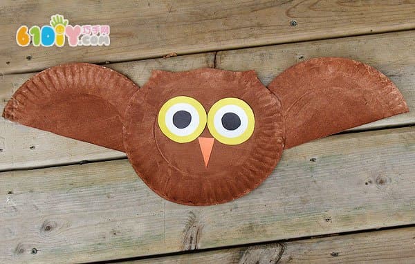 Children's handmade paper plate owl