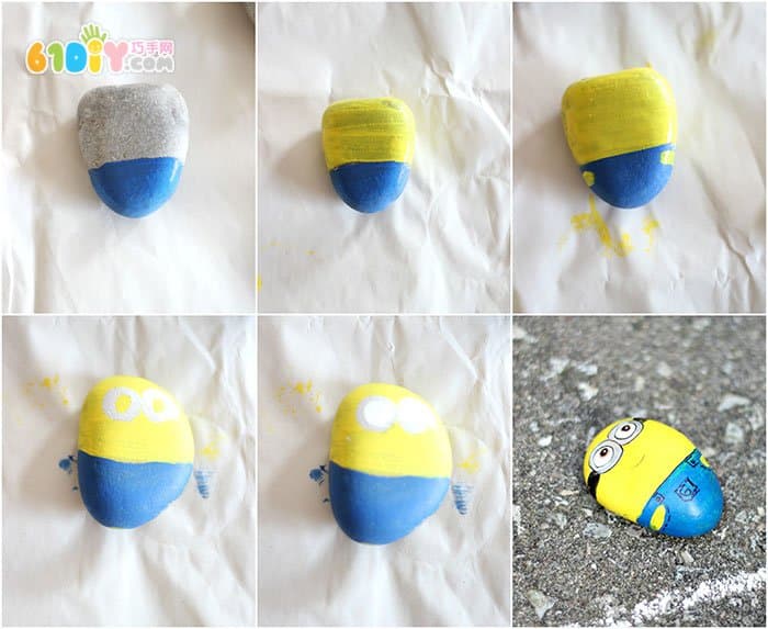 Small stone creative cute little yellow man tic-tac-toe