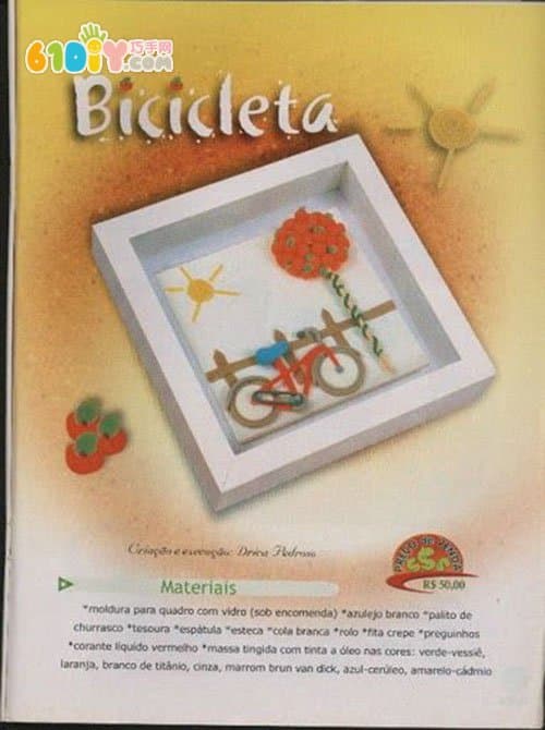 Clay making bicycle three-dimensional decorative painting