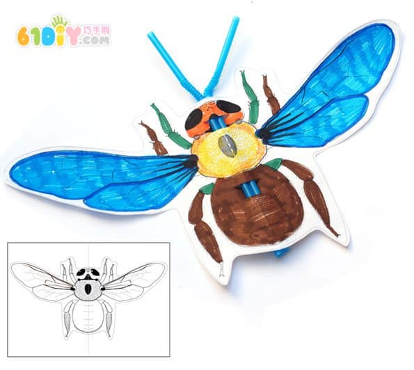 Children's small ideas Four insects handmade - butterflies, dragonflies, flies, beetles