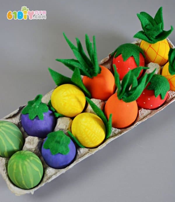 Children's small ideas, eggshells, handmade fruits and vegetables