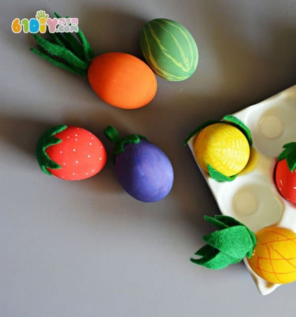 Children's small ideas, eggshells, handmade fruits and vegetables