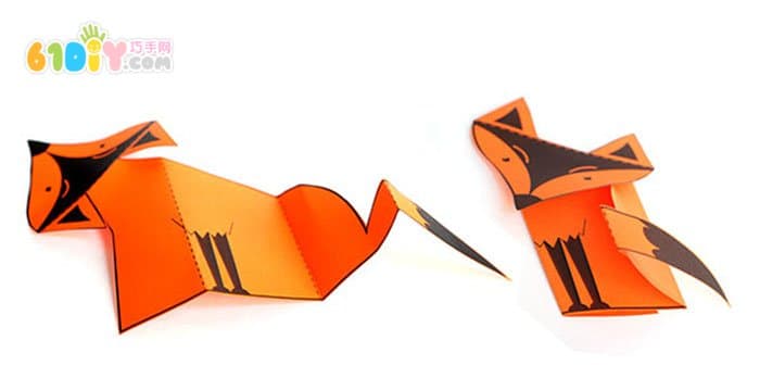 Three-dimensional paper art small fox handmade