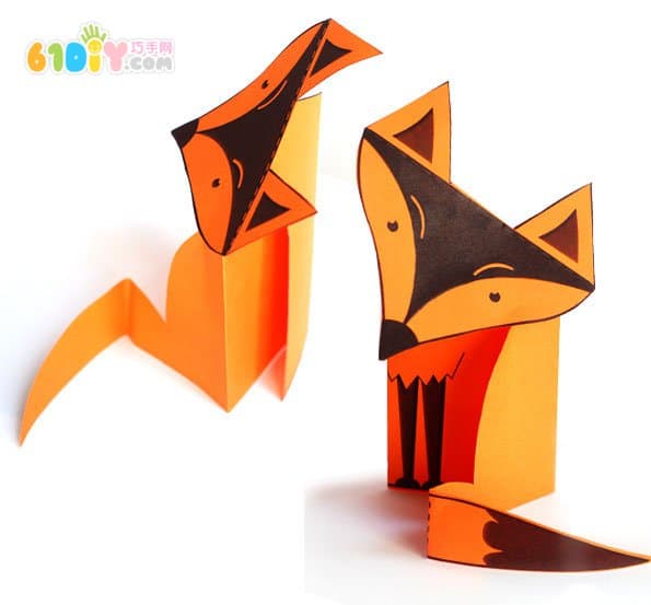 Three-dimensional paper art small fox handmade