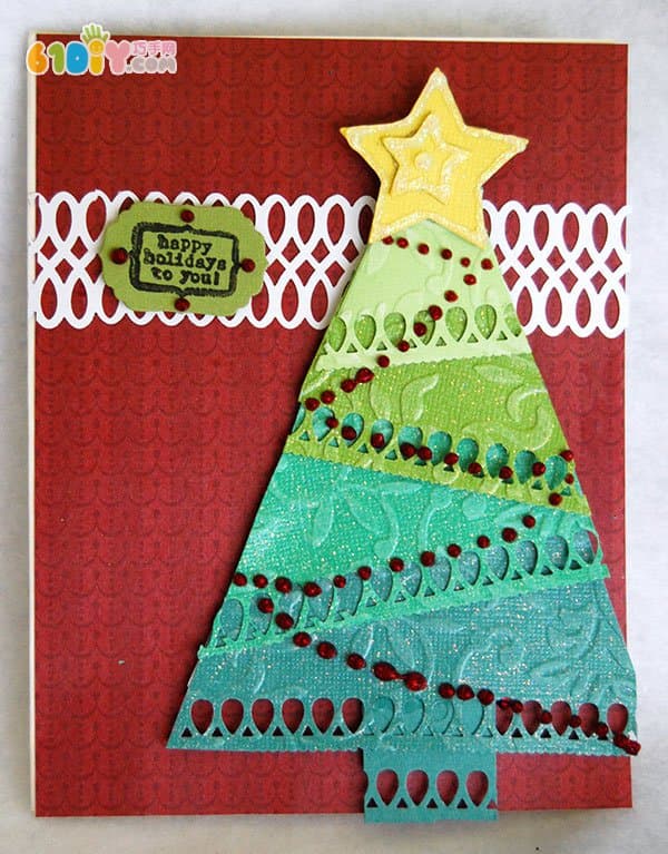 Christmas making christmas tree greeting card