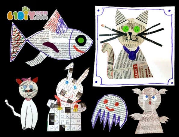 Children's DIY waste newspaper stickers handmade