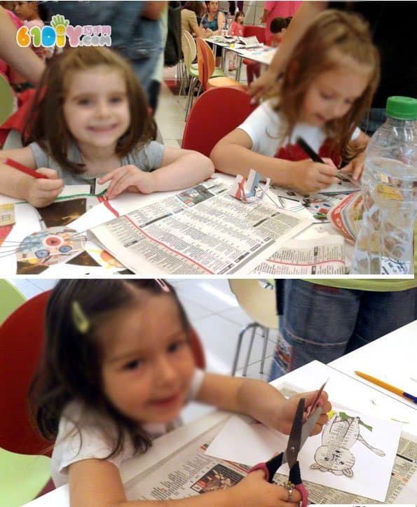 Children's DIY waste newspaper stickers handmade