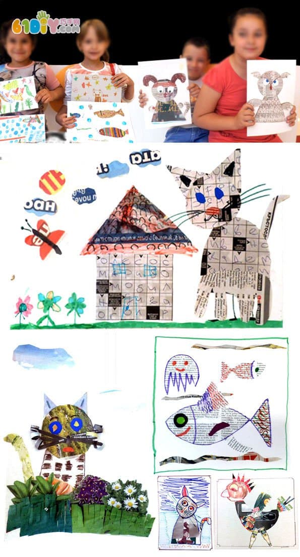 Children's DIY waste newspaper stickers handmade