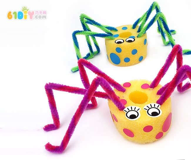 Children's handmade hairy color spider