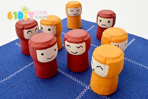 Wine bottle stopper making cute villain tic-tac-toe