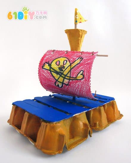 Egg tray handmade pirate sailboat