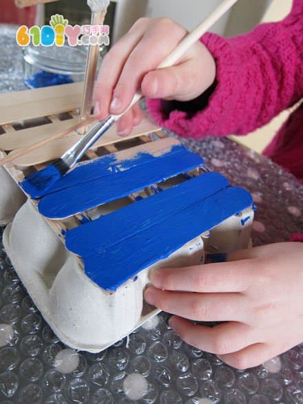 Egg tray handmade pirate sailboat