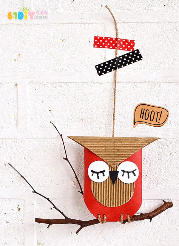 Children's paper tube handmade owl