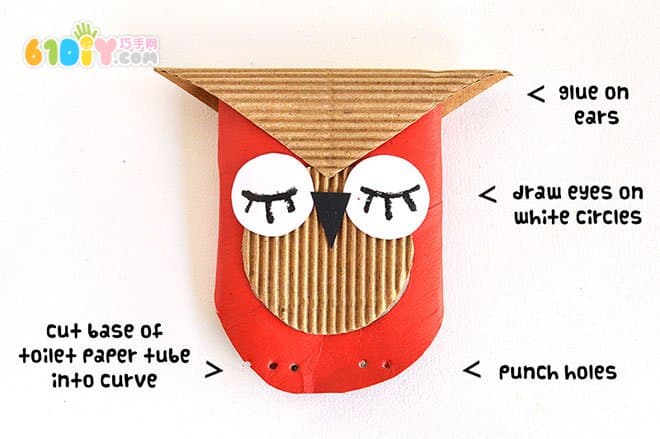 Children's paper tube handmade owl