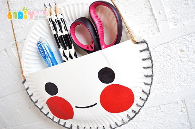 Children's paper tray handmade cute smile storage bag