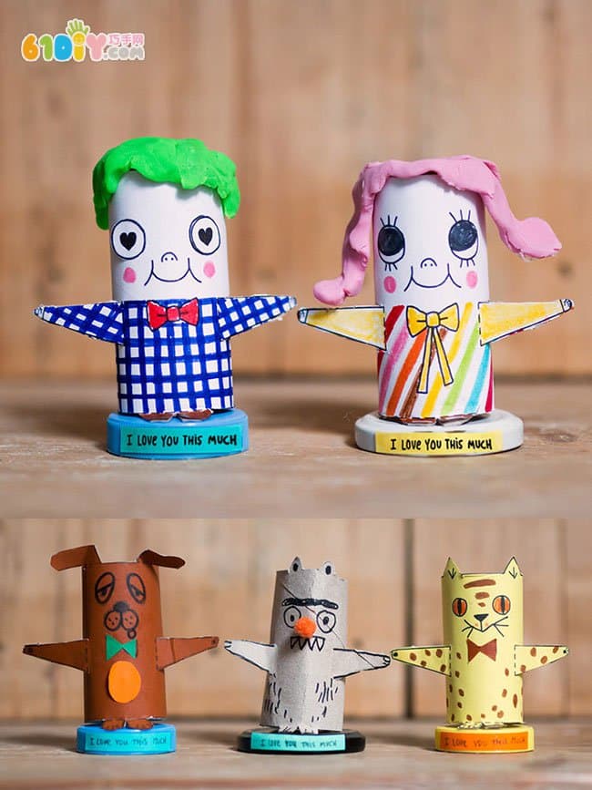 Children's handmade paper tubes for small people and small animals