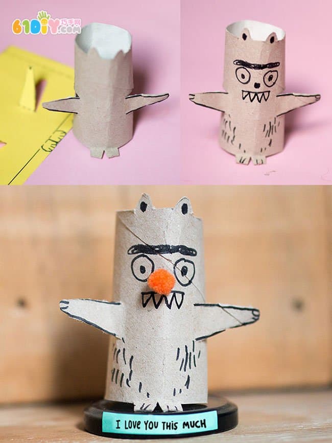 Children's handmade paper tubes for small people and small animals