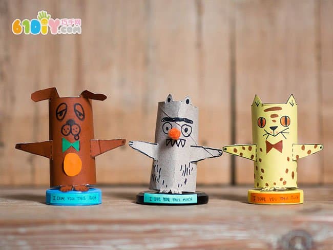 Children's handmade paper tubes for small people and small animals