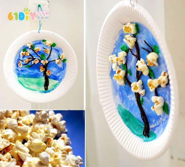 Children's creative DIY popcorn making tree stickers