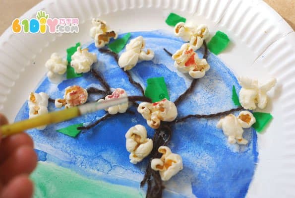 Children's creative DIY popcorn making tree stickers