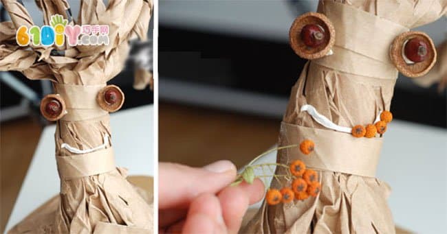 Waste paper bag making autumn tree grandpa