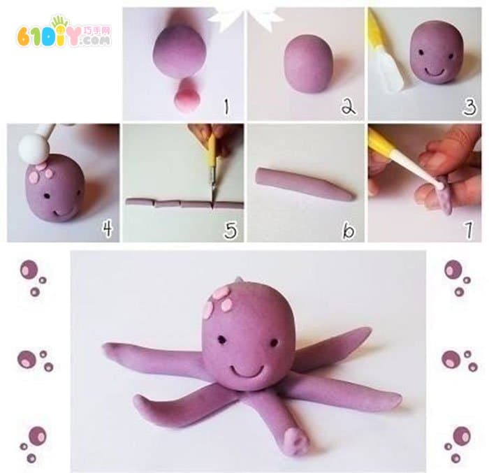 Children's clay making cartoon octopus tutorial