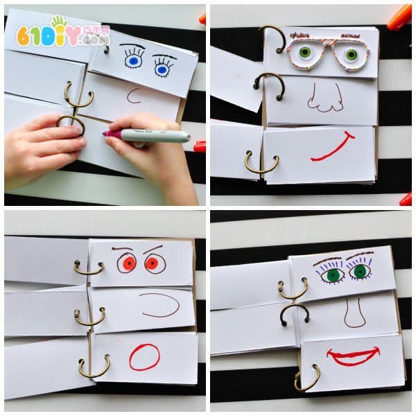 Children's DIY funny face flip book