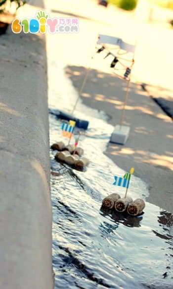 Children's handmade wine cork boat