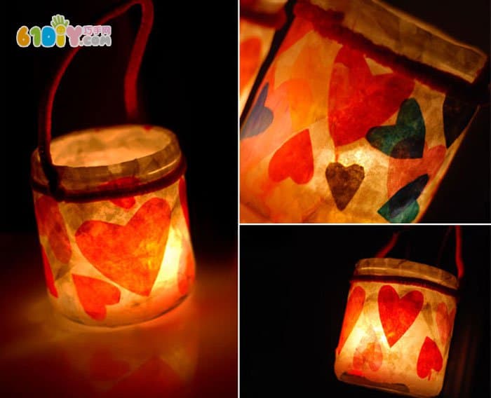 Children make beautiful lanterns with waste glass bottles