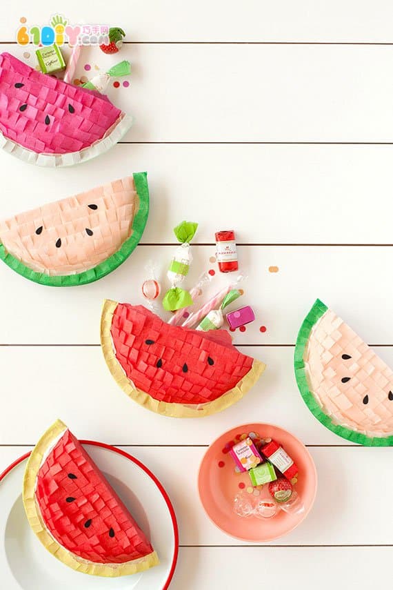 Children's paper tray DIY watermelon handmade