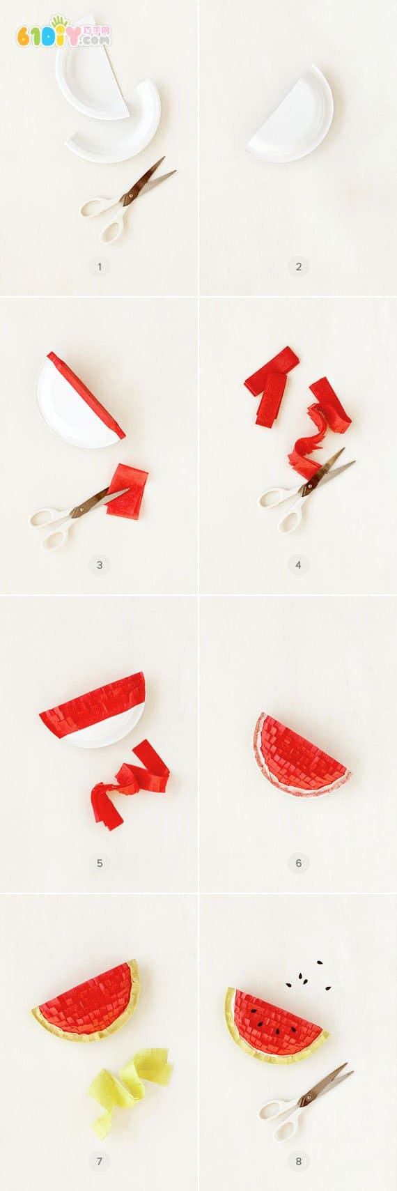 Children's paper tray DIY watermelon handmade