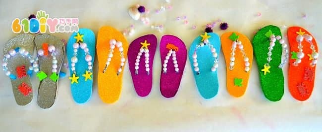 Children's summer handmade beautiful beach slippers