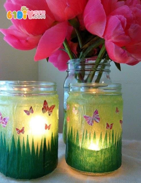 Mid-Autumn Festival making beautiful green grass butterfly lantern