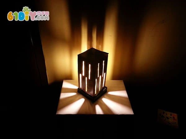 Waste cardboard lantern handmade