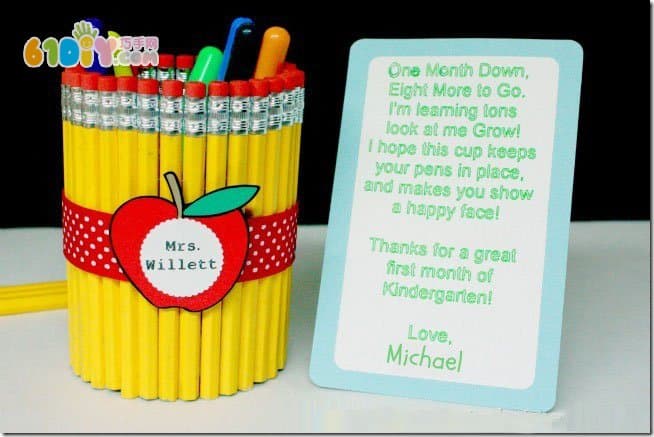 Make a beautiful Teacher's Day gift with a pencil - personalized pen holder