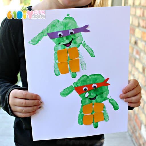 Children's Creative DIY Hand Prints Teenage Mutant Ninja Turtles