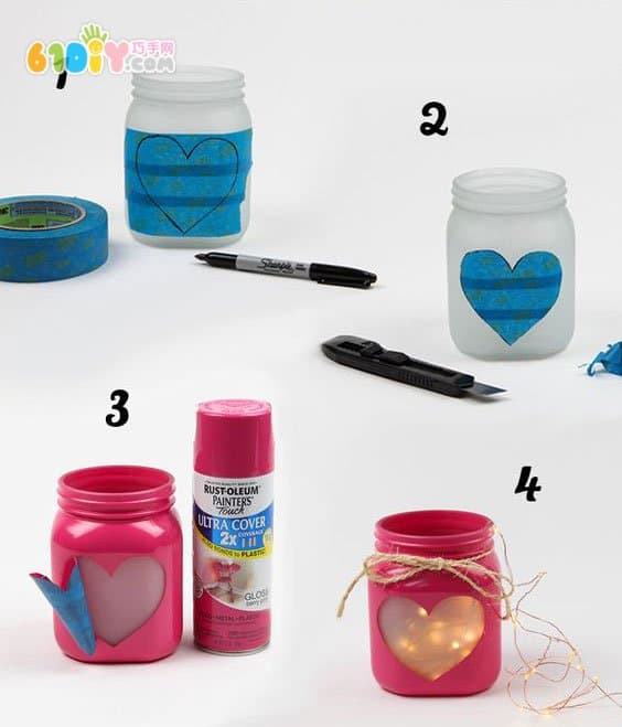 Mid-Autumn Festival makes sweet love lanterns with waste glass bottles