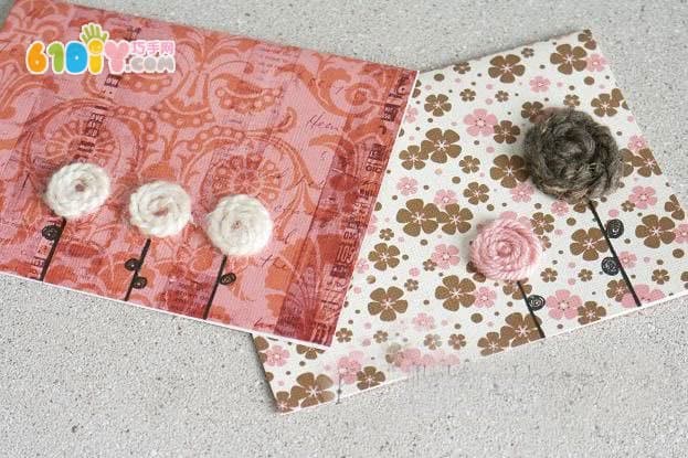 Handmade wool flower greeting card