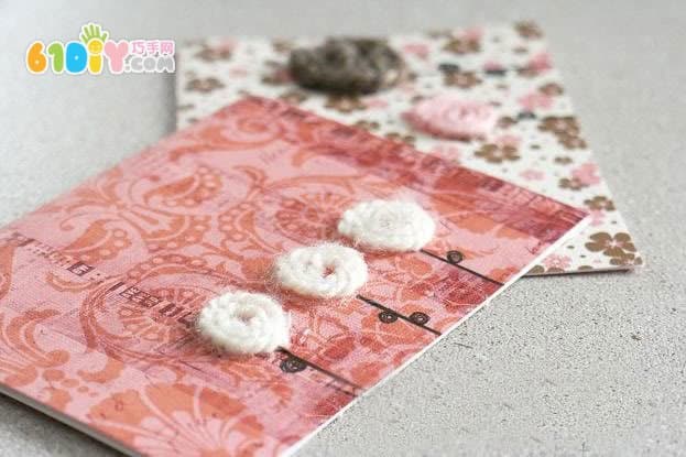 Handmade wool flower greeting card
